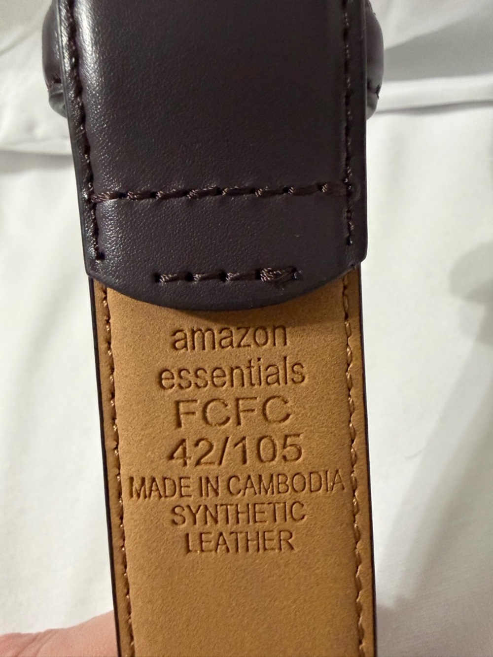 Amazon Essentials Two-Tone Faux Leather Belt in Dark Brown and Tan